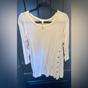 Emerald Cream Long Sleeve Top with Button Accents